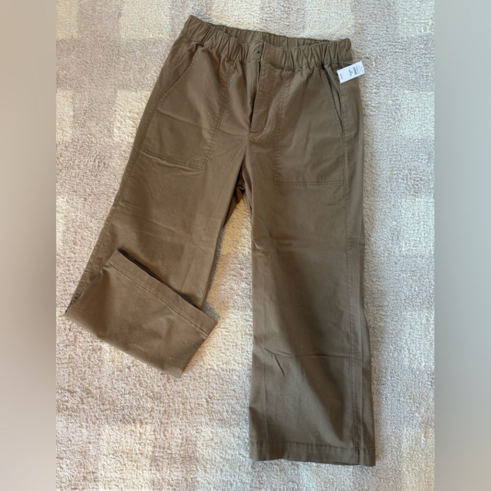 NWT Gap Factory High Rise Easy Wide-Leg Khaki M Petite - Picture 2 of 5